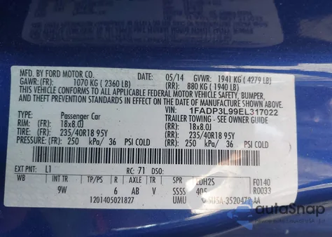 2014 Ford Focus St from USA, damaged, VIN 1FADP3L99EL317022